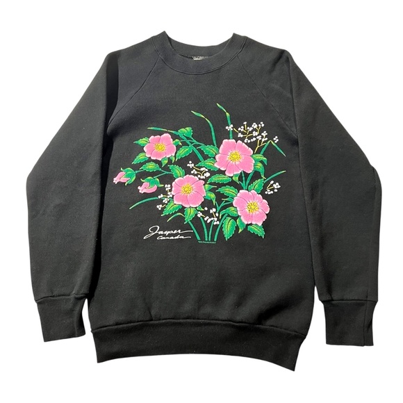 Fruit of the Loom Tops - Vintage Fruit Of The Loom Wild Rose Flower Jasper Canada Nature Sweatshirt S